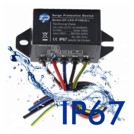 Overspanningsbeveiliging 10kV IP67 voor seriemontage bij led-armaturen