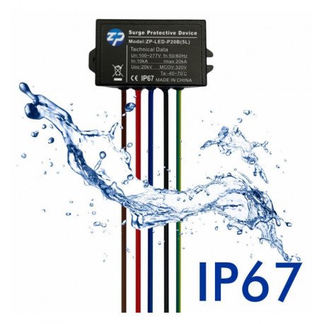 Overspanningsbeveiliging 20 kV IP67 in serie voor ledarmaturen