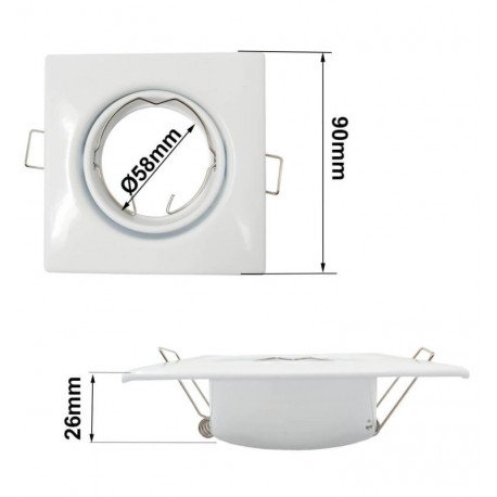 Vierkante, kantelbare inbouwspot voor GU10/MR16 wit