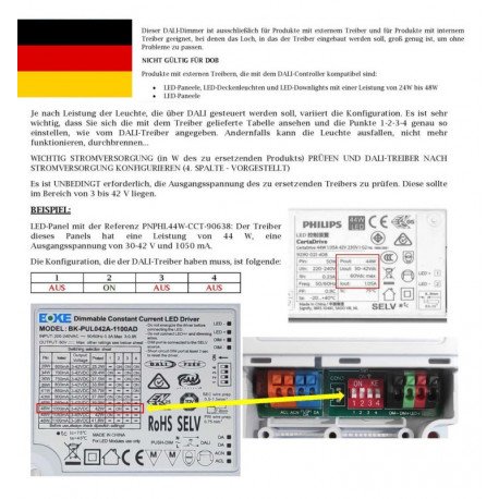 DALI dimbare led-driver 42W multicurrent 600-1100mA IP20