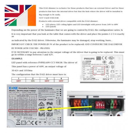 DALI dimbare led-driver 42W multicurrent 600-1100mA IP20