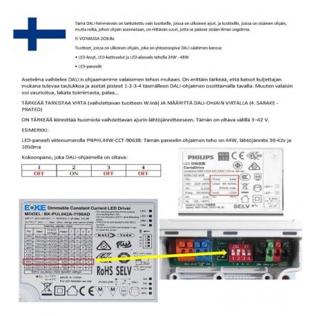 DALI dimbare led-driver 42W multicurrent 600-1100mA IP20