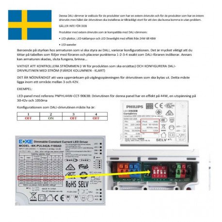 DALI dimbare led-driver 42W multicurrent 600-1100mA IP20