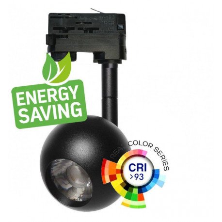 LED schijnwerper 10W voor driefase carril zwart CRI+93 24°