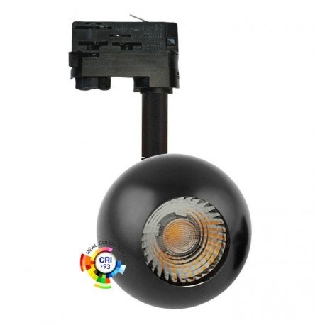 Led-schijnwerper 10W voor driefasige rail CRI+93 24° chroom zwart