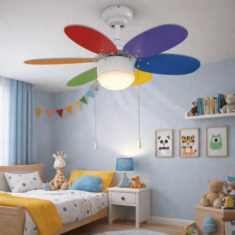 Led-plafondventilator RAINBOW 53W 76 cm met E27-licht
