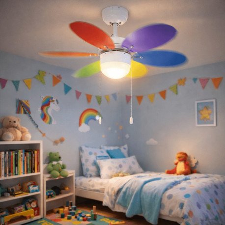 Ventilador LED de techo RAINBOW 53W 76cm con luz E27