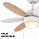 Led-plafondventilator RAINBOW 53W 76 cm met E27-licht
