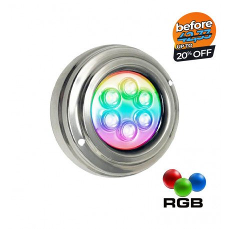 LED-schijnwerper RGB onderwater 6W voor zwembad IP68 316 roestvast staal