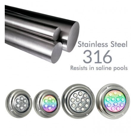 Foco LED RGB sumergible 6W para piscina IP68 acero 316