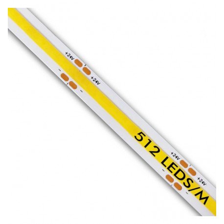 COB ledstrip 24V 15W/m CRI90 continu licht 512 LED/m 5m