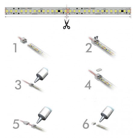 Kit silicona IP65 para tiras LED 10mm con conector y funda