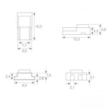 Conector tiras LED COB y SMD 8mm IP20 sin soldar