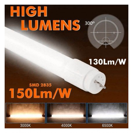 Tubo LED 18W 120cm cristal alta luminosidad OSRAM chip