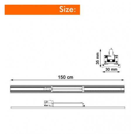LED track lineaire schijnwerper 3-fase 41-66W 90° 150 cm multipower ARDENAL