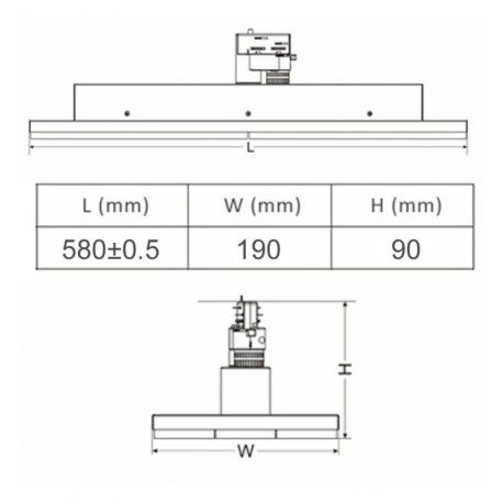 LED-tracÃ© rail schijnwerper lineair 3-fase 75W orientabel 360Â° 58 cm