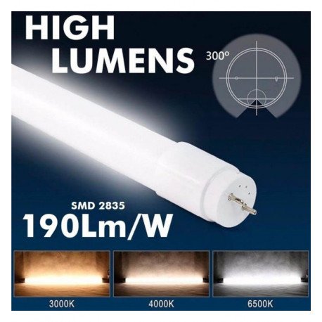 Tubo LED 20W 120cm T8 cristal pack 10 alta luminosidad