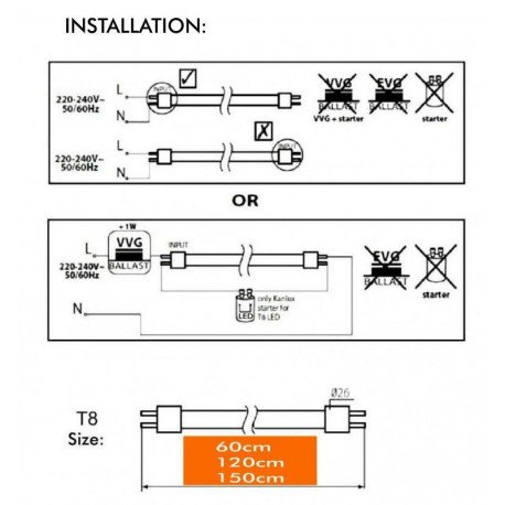 Tubo LED 20W 120cm T8 cristal pack 10 alta luminosidad