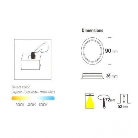 Led downlight 12W circulair inbouw CCT UGR17