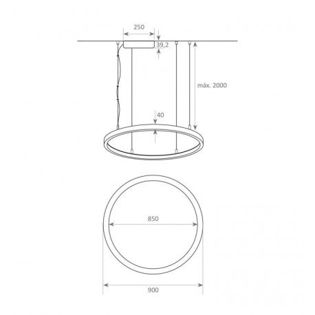 Hangende led-lamp circulair 54W voor interieurdecoratie 90cm