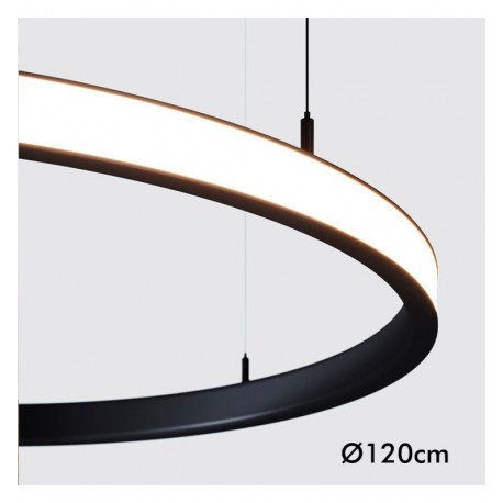 Ronde zwarte led hanglamp 77W decoratie 120cm