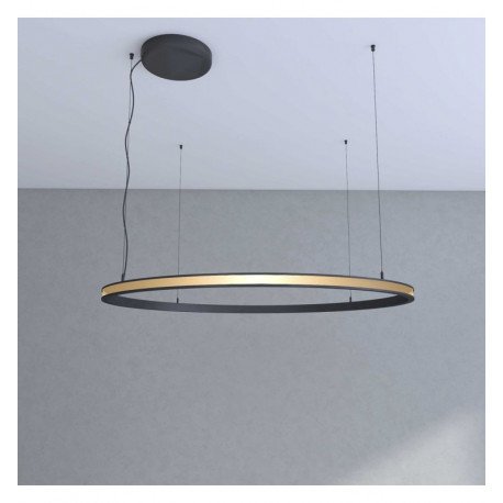 Ronde zwarte led hanglamp 77W decoratie 120cm