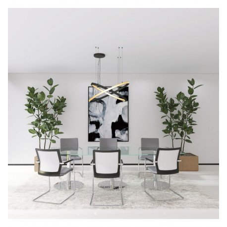 Lámpara LED colgante circular negro 77W para decoración 120cm