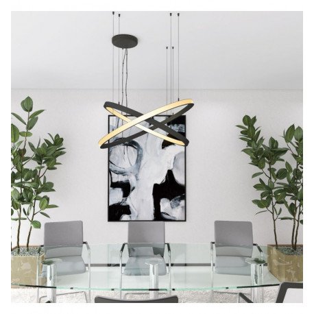 Lámpara LED colgante circular negro 77W para decoración 120cm