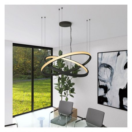 Lámpara LED colgante circular negro 77W para decoración 120cm