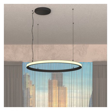 Lámpara LED colgante circular negro 77W para decoración 120cm