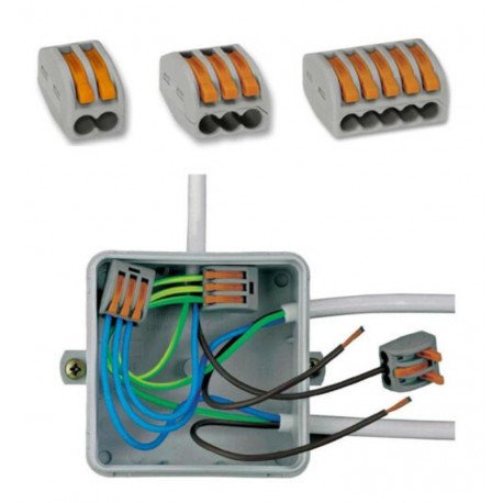 Snelle connector 2 ingangen PCT-212 voor elektrische kabel 0,08-4 mm²