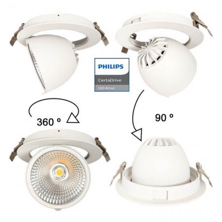 Inbouw downlight LED 30W richtbaar 24° 3CCT CRI+92