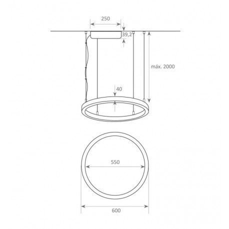 Cirkelvormige LED-hanglamp 37W wit SPACE VENUS 60 cm