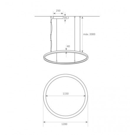 Circulaire LED-hanglamp 77W wit voor interieurdecoratie 120 cm