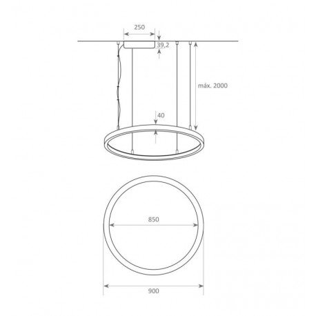 Ronde hangende led-lamp 54W wit SPACE VENUS 90 cm