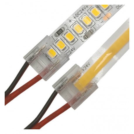 Conector transparente tiras LED COB y SMD 8-10mm IP20