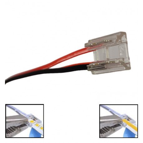 Conector transparente tiras LED COB y SMD 8-10mm IP20