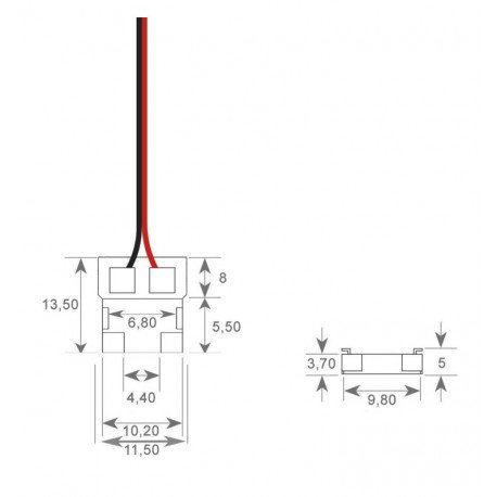 LED-strip connector COB en SMD 10mm IP20 zonder solderen