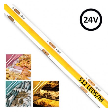Ledstrip COB 24V 11W/m voor binnen, 5m, CRI90, 512 led/m