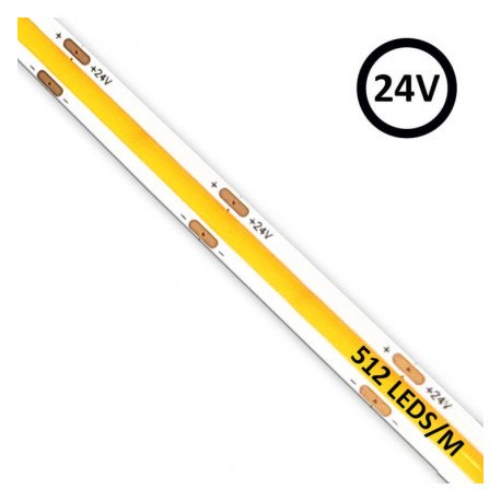 Ledstrip COB 24V 11W/m voor binnen, 5m, CRI90, 512 led/m