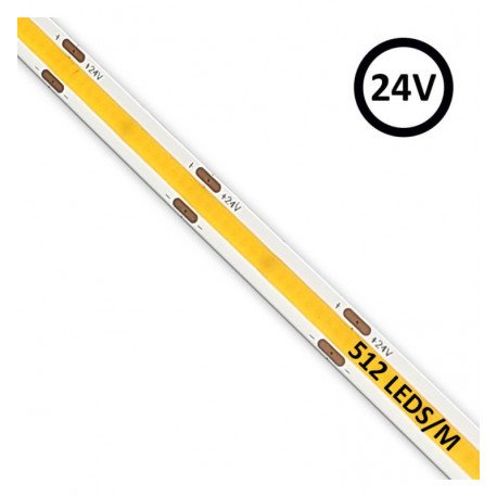 Ledstrip COB 24V 11W/m voor binnen, 5m, CRI90, 512 led/m