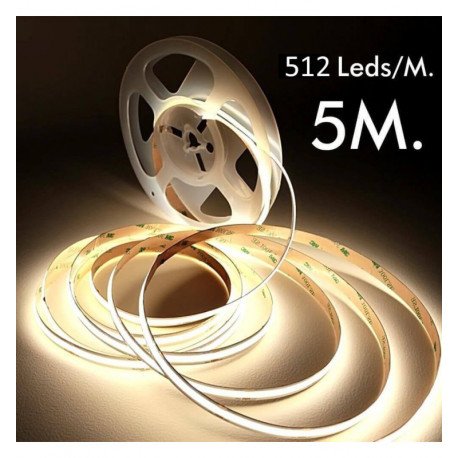 Ledstrip COB 24V 11W/m voor binnen, 5m, CRI90, 512 led/m