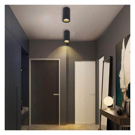 Aplique LED techo negro aluminio doble aro GU10 IP65