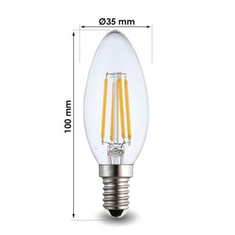 LED filamente vela-lamp 4W E14 C35 warmwit decoratief
