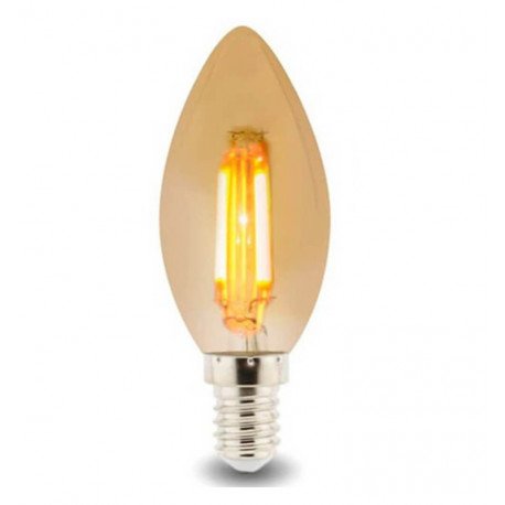 Bombilla LED Filamento Vela 4W E14 C35 luz cálida decorativa
