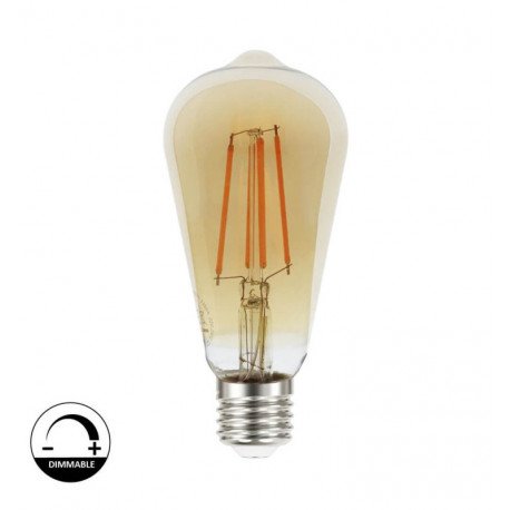 Vintage ledlamp filament 8W E27 Gold ST64 dimbaar (TRIAC)