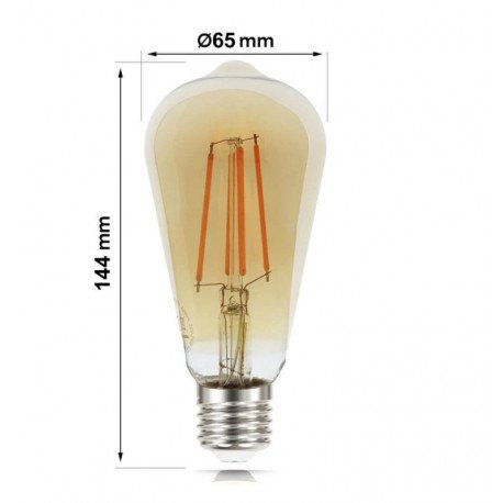 Vintage ledlamp filament 8W E27 Gold ST64 dimbaar (TRIAC)