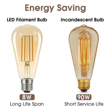 Vintage ledlamp filament 8W E27 Gold ST64 dimbaar (TRIAC)