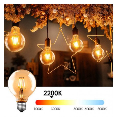 Bombilla LED Filamento Vintage 8W E27 G125 regulable
