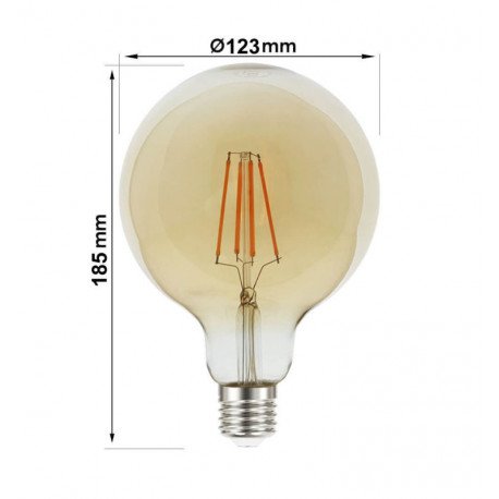 Ledlamp filament vintage 8W E27 G125 dimbaar